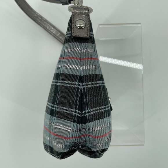 Coach Poppy Tartan Plaid Graffiti Blue Silver Shoulder Bag Wristlet - Picture 4 of 16
